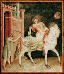 St. Martin sharing his cloak with the beggar, from the Life of St. Martin, 1326